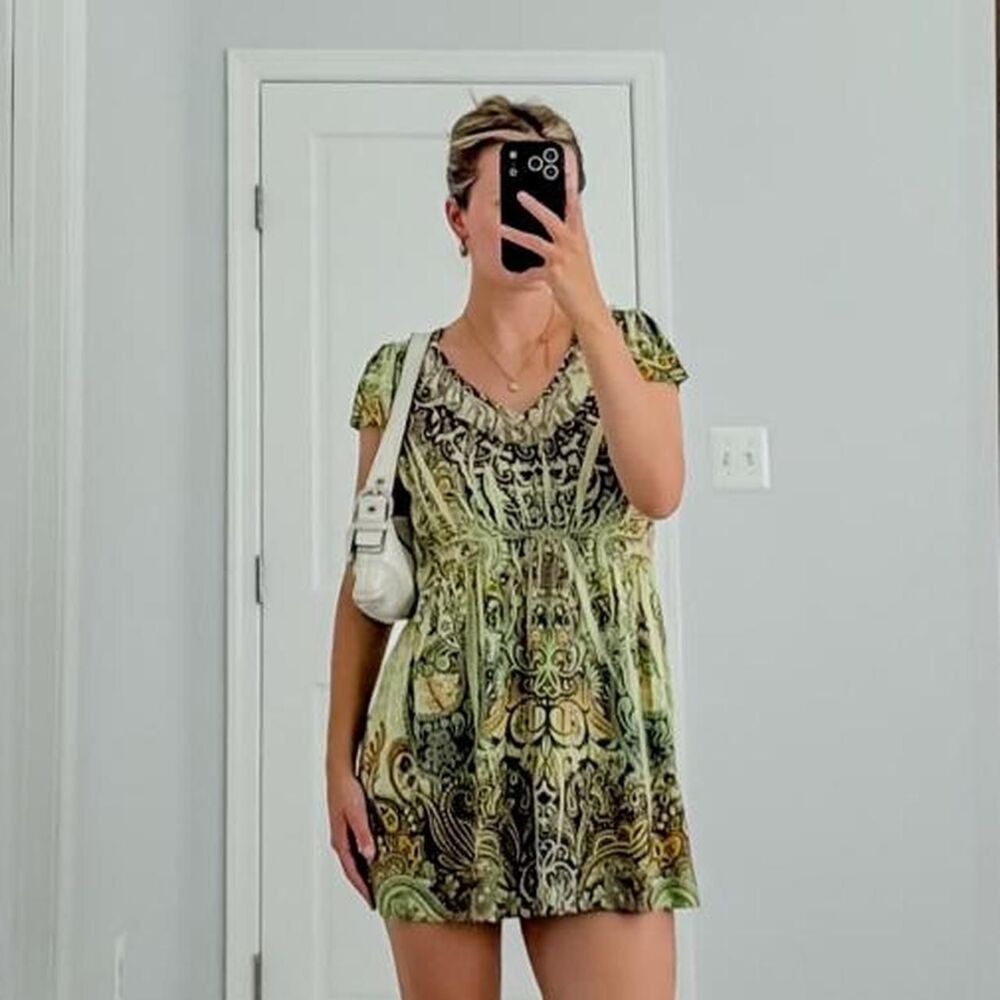fairy green mini babydoll dress